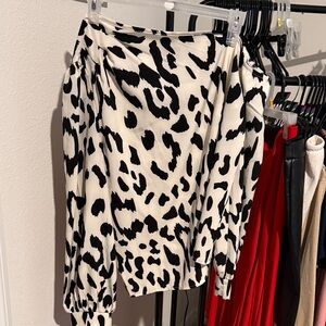 SHEIN Black and White Leopard Print Blouse